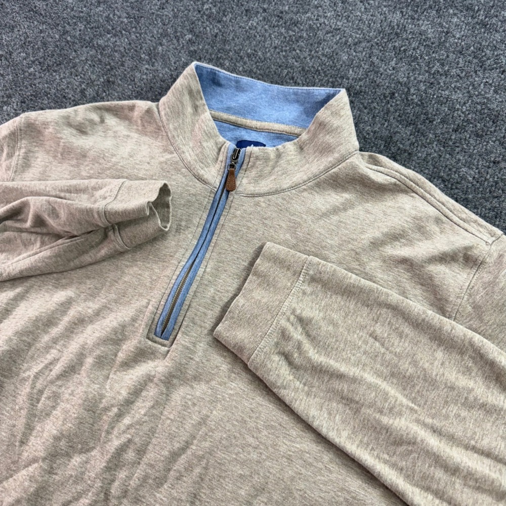 johnnie-O Quarter Zip Pullover Sweater XL Tan Beige Lyocell Blend Mens Golf Top